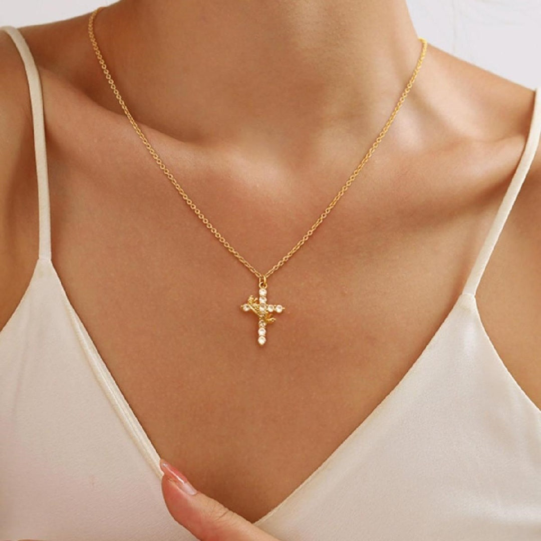Classic Crown & Cross Pendant Necklace