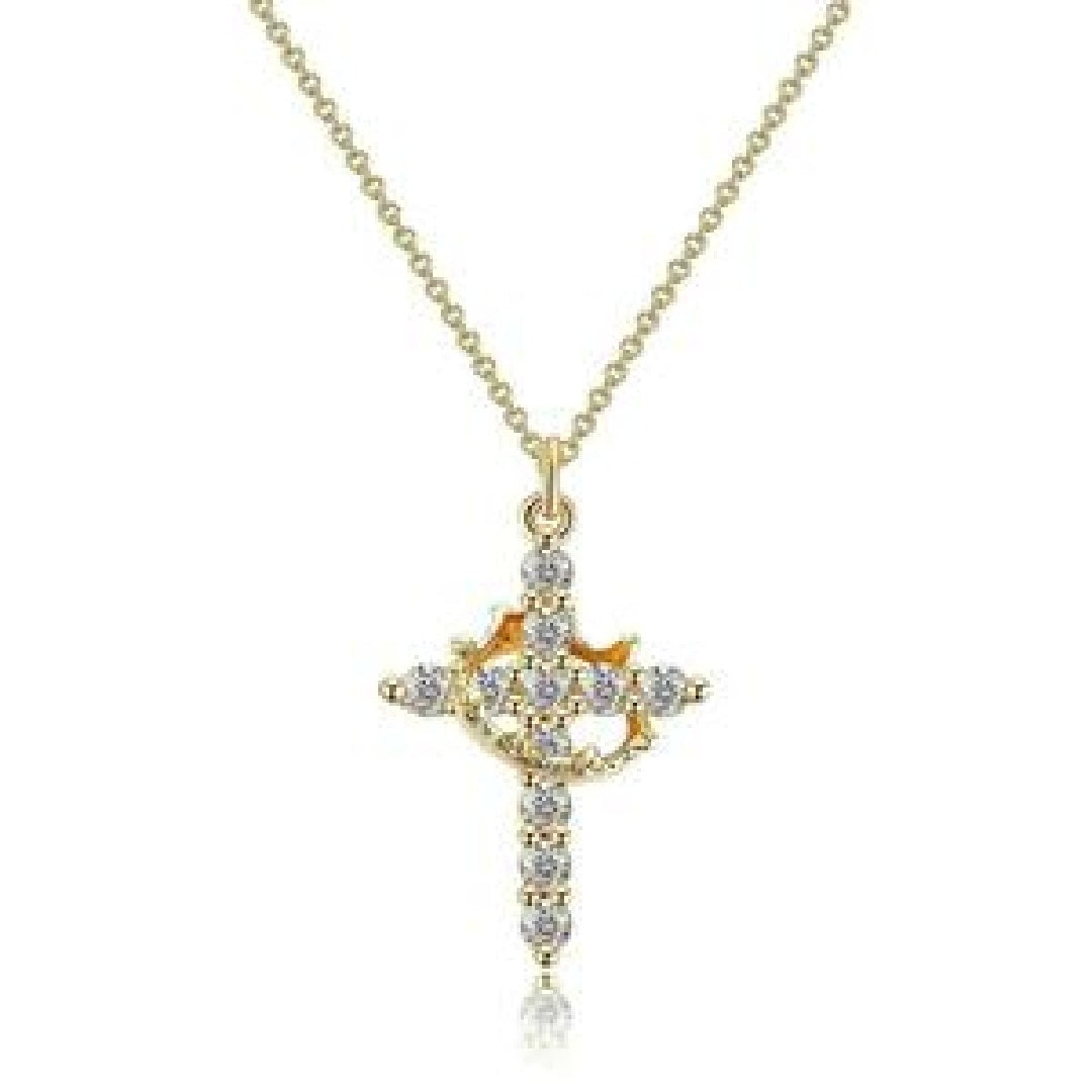 Classic Crown & Cross Pendant Necklace