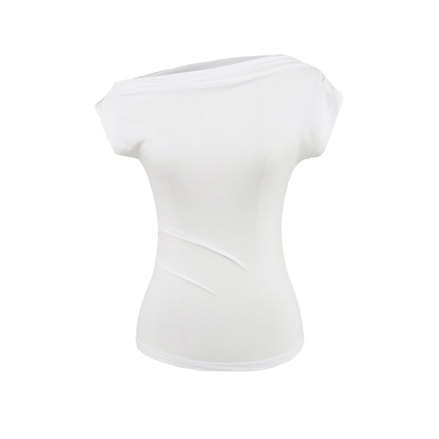 One-shoulder Pleated Slim-fit Top