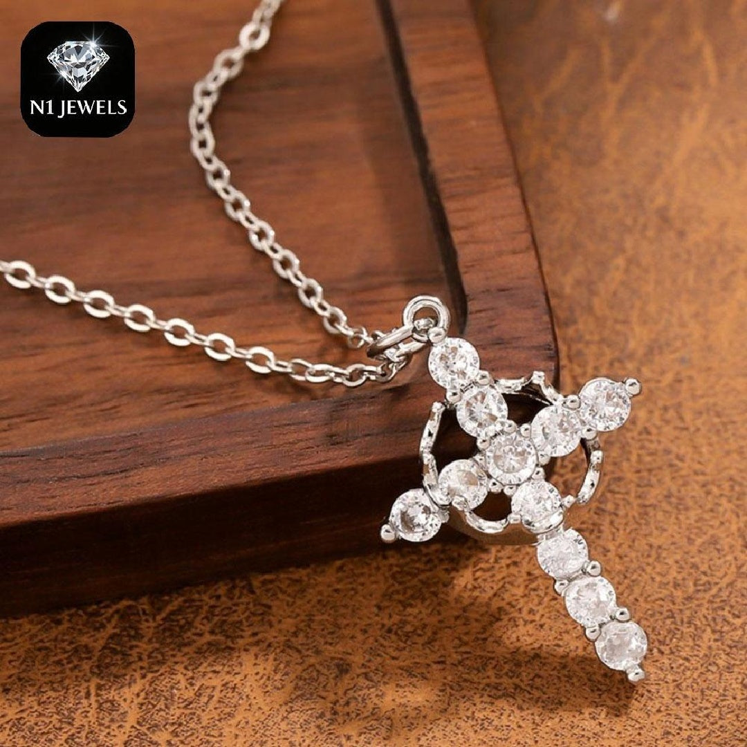 Classic Crown & Cross Pendant Necklace