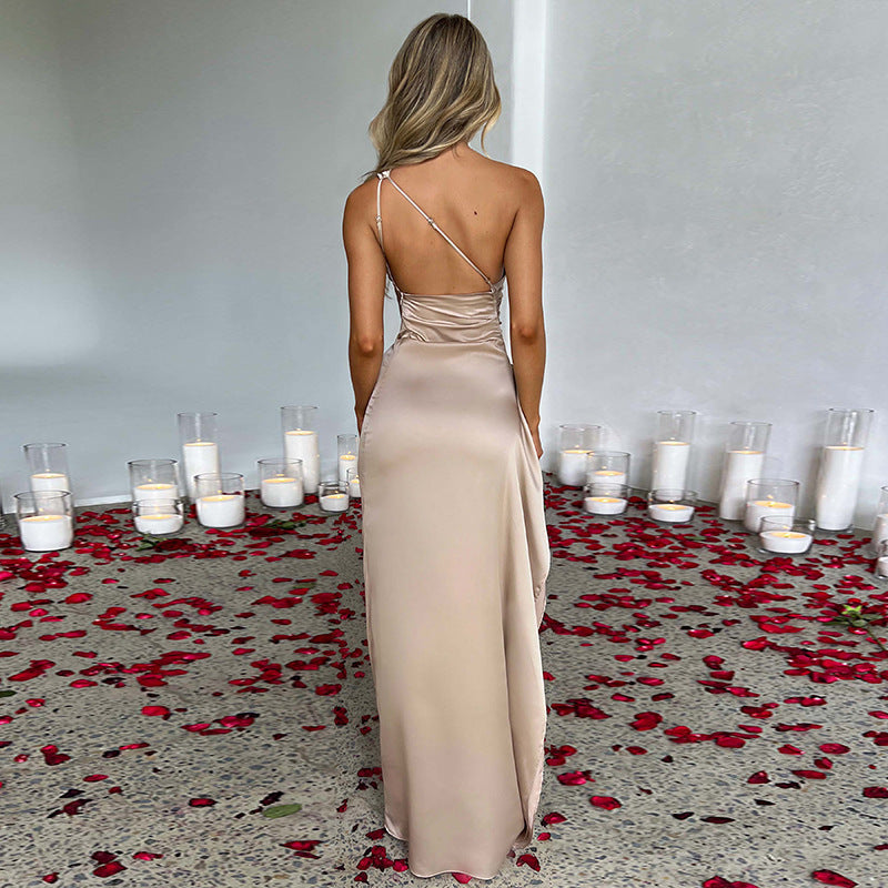 Satin Temptation One-Shoulder Dress