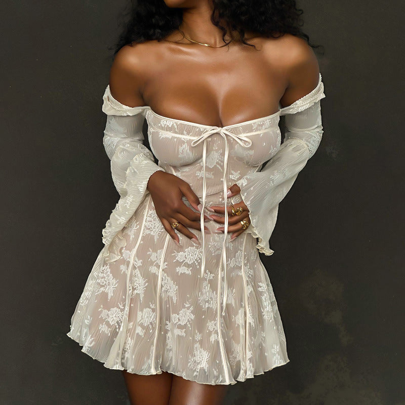 Flowy Lace Bell-Sleeve Dress