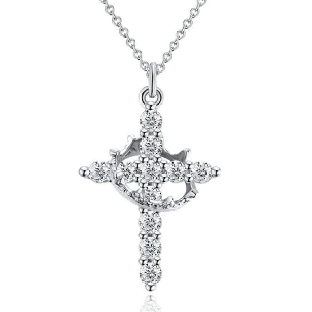 Classic Crown & Cross Pendant Necklace