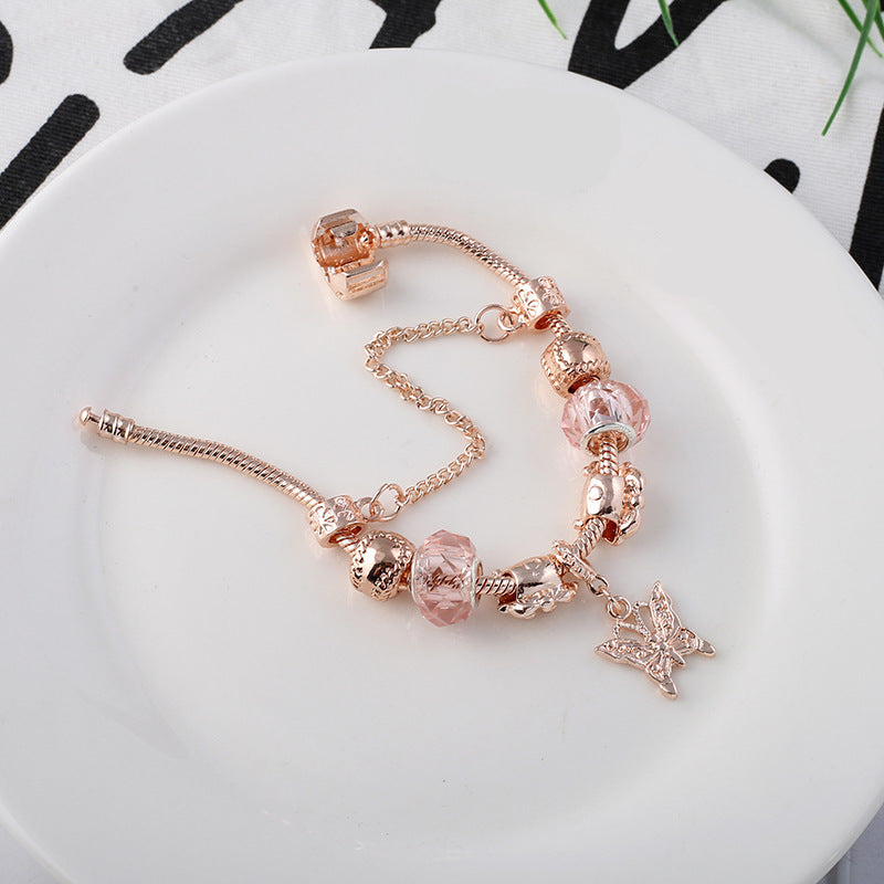 Rose Gold Geometric Charm Bracelet