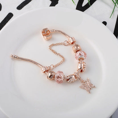 Rose Gold Geometric Charm Bracelet