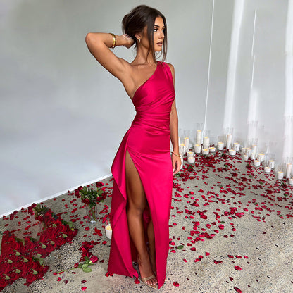Satin Temptation One-Shoulder Dress