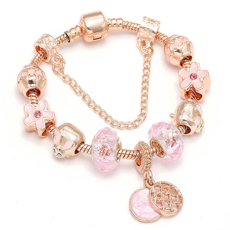 Rose Gold Geometric Charm Bracelet