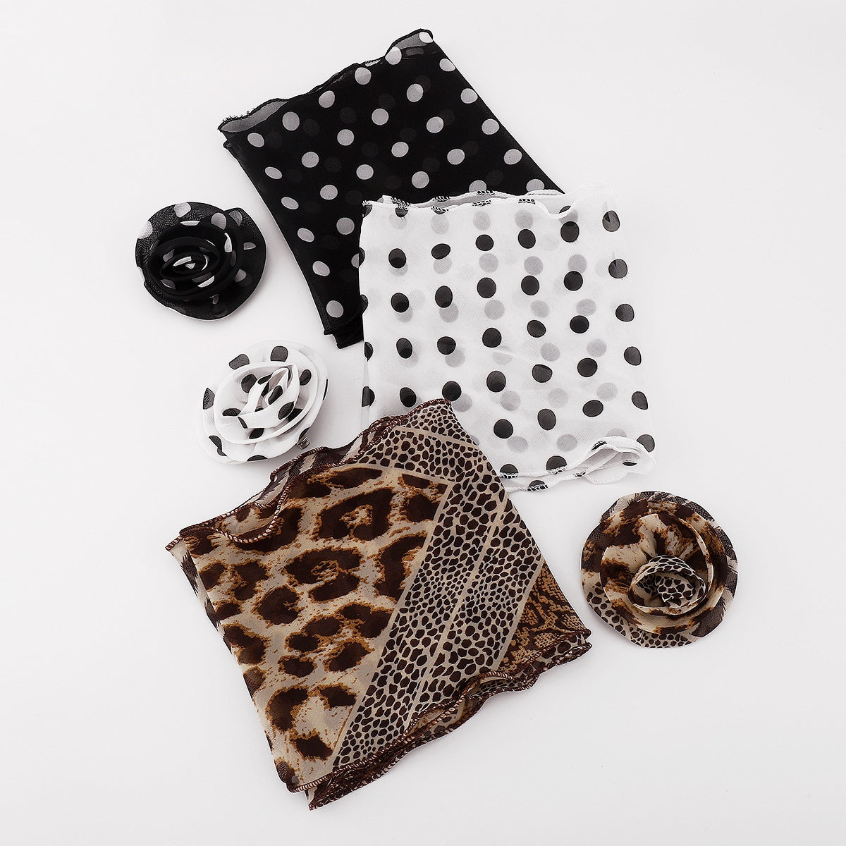 Leopard Print Polka Dot Silk Scarf