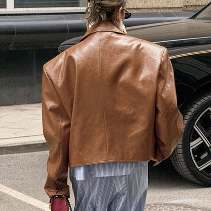 Chic Leather Blazer for Women