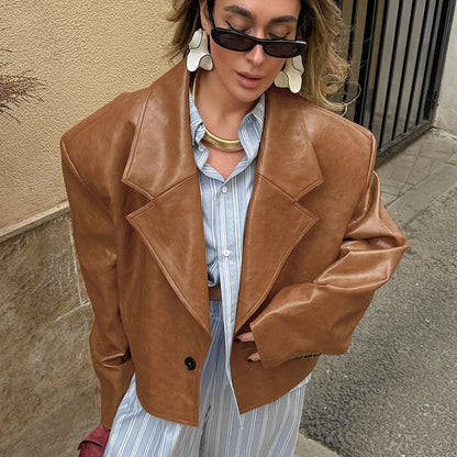 Chic Leather Blazer for Women