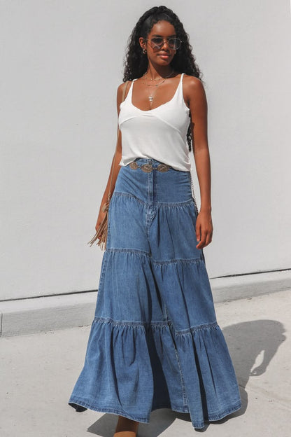 Trendy Low Waist Denim Skirt