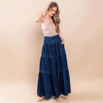 Trendy Low Waist Denim Skirt