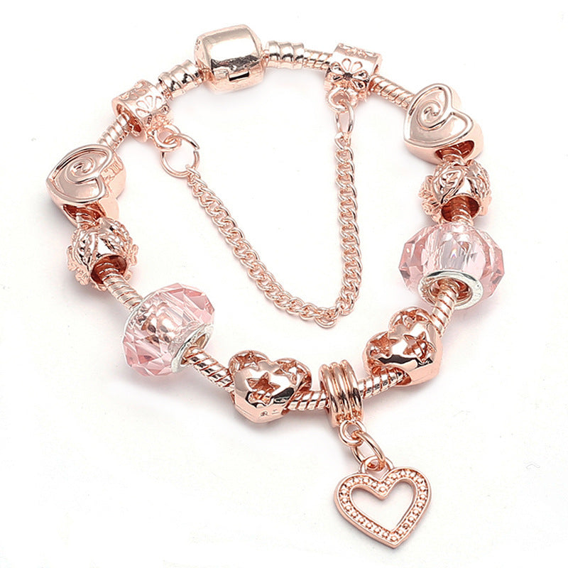 Rose Gold Geometric Charm Bracelet