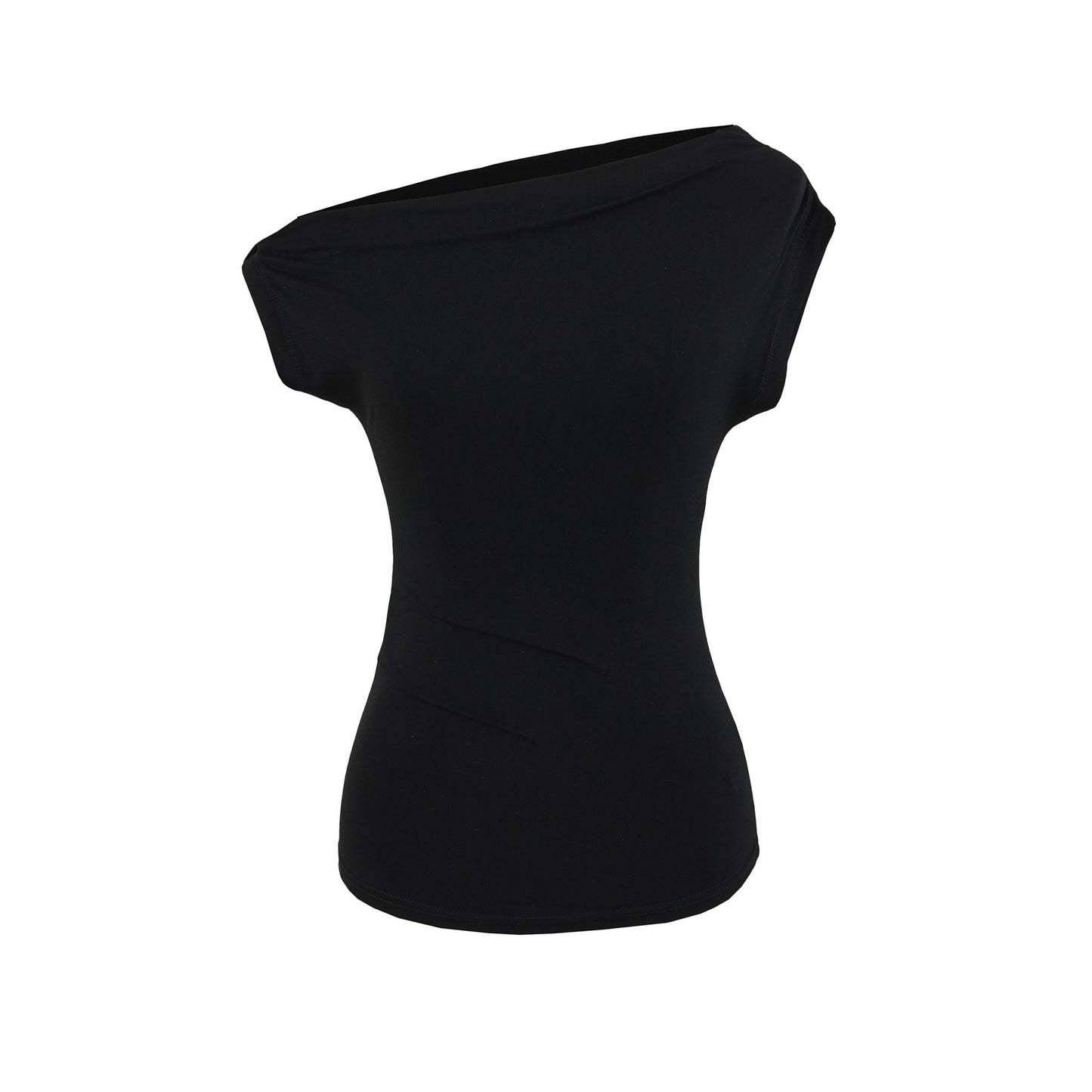 One-shoulder Pleated Slim-fit Top