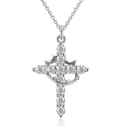 Classic Crown & Cross Pendant Necklace