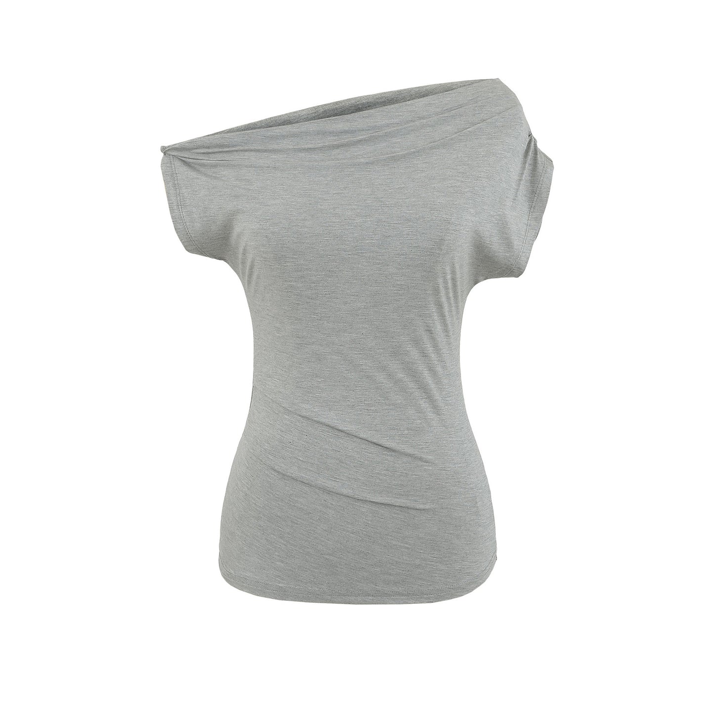 One-shoulder Pleated Slim-fit Top