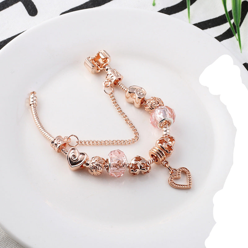 Rose Gold Geometric Charm Bracelet