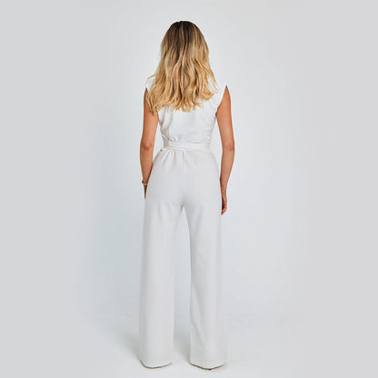 Elegant V-Neck Wide Leg Jumpsuit